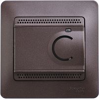 Терморегулятор механический с датчиком с рамкой Systeme Electric Glossa 0С+50С шоколад картинка